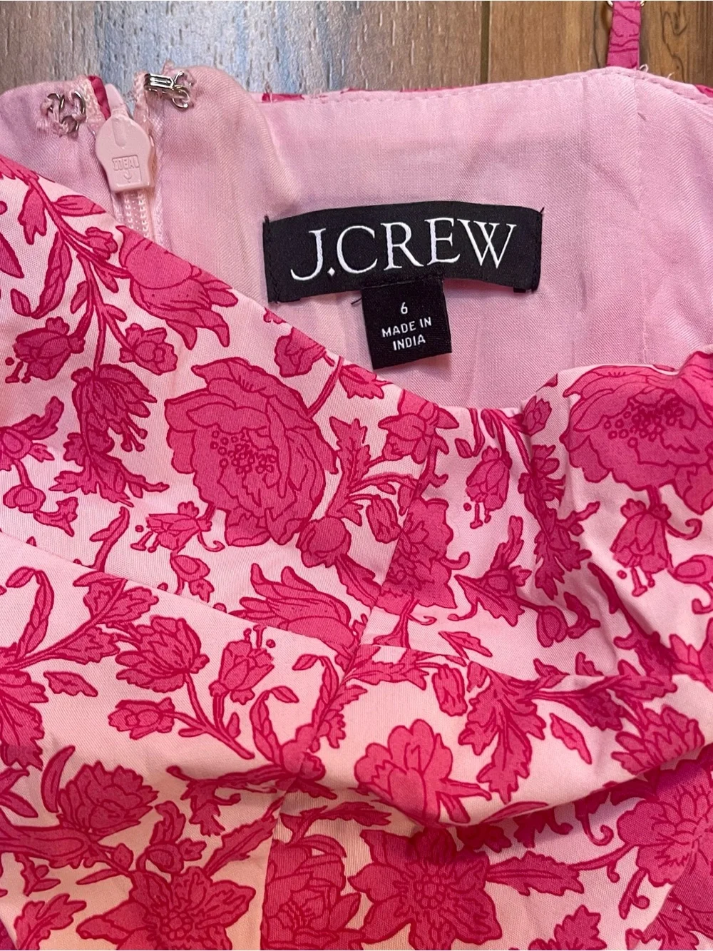 J.Crew A-Line Cotton Poplin Midi Dress Rosebud Floral Pink Size 6